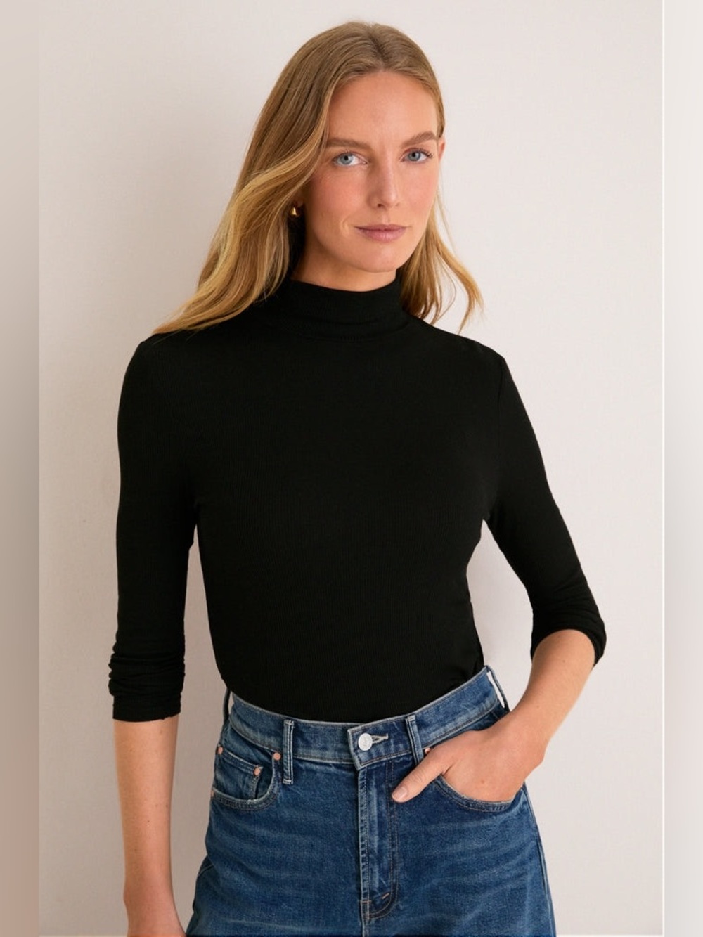 New Tuckernuck Sz XS Black Pomander Place Womens Ribbed Turtleneck